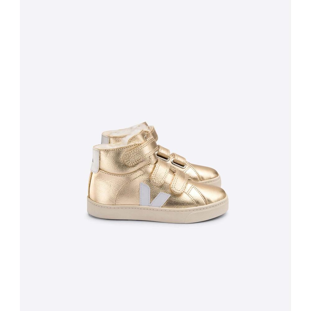 Veja ESPLAR MID FURED LEATHER Kids\' High Tops Gold | NZ 698JPQ